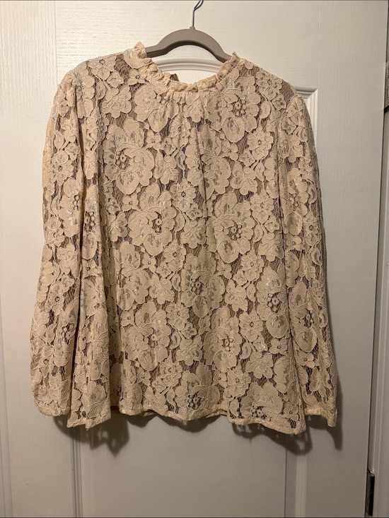 Dainty Jewells Tops - Dainty Jewells Cream Floral Lace Long-Sleeve Top